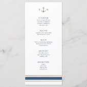 Nautisch Monogram Goud en Blauw Huwelijk Menu (Voorkant)