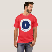Nautisch Monogram Marine Blauw Rood Anker Cirkel T-shirt (Voorkant volledig)