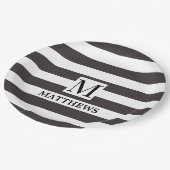 Nautisch Monogram Marine Blauwe Strepen Familienaa Papieren Bordje (Gekanteld)