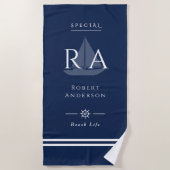 nautisch monogram marine strandlaken (Voorkant)
