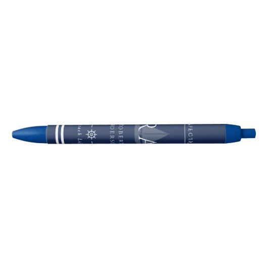 nautisch monogram marine zwarte inkt pen (Voorkant)