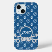 Nautisch Monogram Mobiele Telefoon Case (Achterkant)