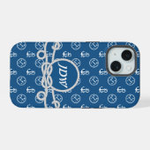 Nautisch Monogram Mobiele Telefoon Case iPhone 15 Case (Achterkant horizontaal)