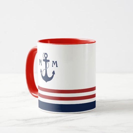 Nautisch monogram mok (Voorkant links)