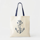 Nautisch monogram Navy Anchor & Rope Tote Bag (Voorkant)