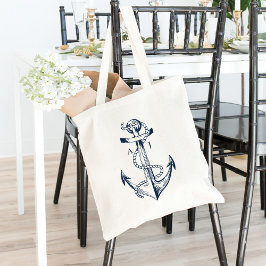 Nautisch monogram Navy Anchor & Rope Tote Bag
