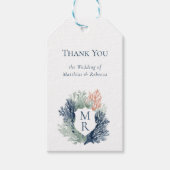 Nautisch Monogram Ocean Beach Marine Wedding Cadeaulabel (Voorkant)