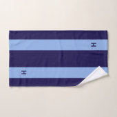 Nautisch monogram op blauwe gestreepte tinten bad handdoek (Handdoek)