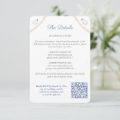 Nautisch Monogram QR Code Trouwdetails Informatiekaartje (Staand voorkant)