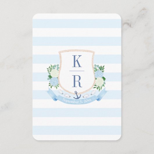 Nautisch Monogram QR Code Trouwdetails Informatiekaartje (Achterkant)