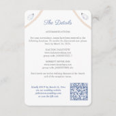 Nautisch Monogram QR Code Trouwdetails Informatiekaartje (Voorkant)