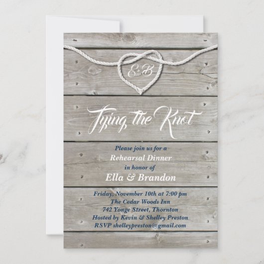 Nautisch Monogram repetitie diner uitnodigen Kaart (Voorkant)