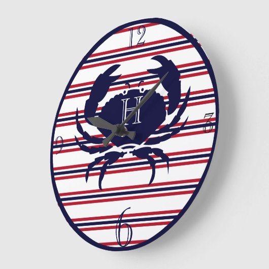 Nautisch monogram rode marine witte krab grote klo grote klok (Hoek)