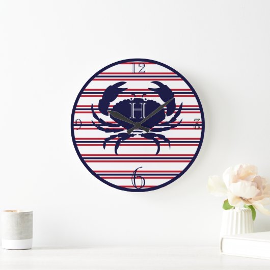 Nautisch monogram rode marine witte krab grote klo grote klok (Huis)