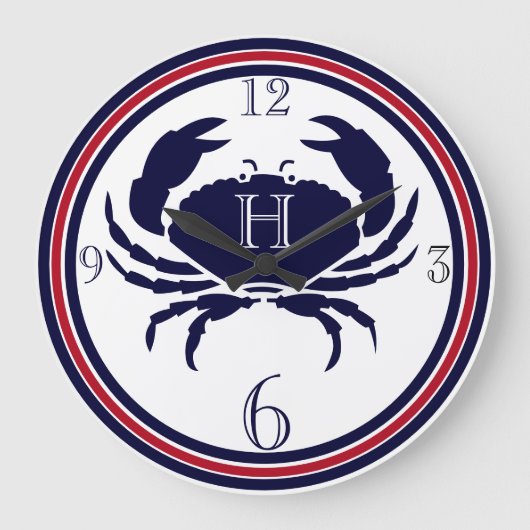 Nautisch monogram rode marine witte krab grote klo grote klok (Voorkant)
