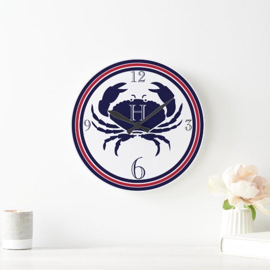 Nautisch monogram rode marine witte krab grote klo grote klok (Huis)