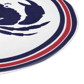 Nautisch monogram rode marine witte krab snijplank (Hoek)