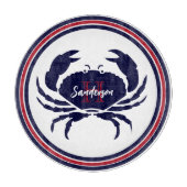 Nautisch monogram rode marine witte krab snijplank (Voorkant)