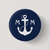 Nautisch monogram ronde button 3,2 cm (Voorkant)