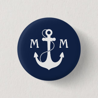 Nautisch monogram ronde button 3,2 cm