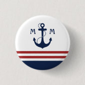 Nautisch monogram ronde button 3,2 cm (Voorkant)
