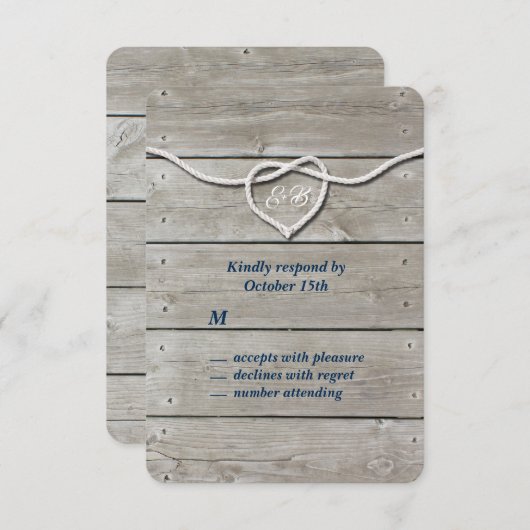 Nautisch monogram RSVP (Voorkant / Achterkant)