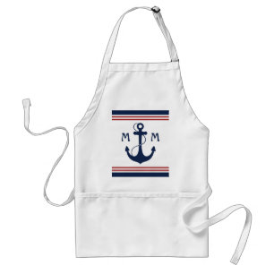 Nautisch monogram standaard schort