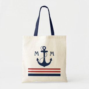 Nautisch monogram tote bag