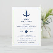 Nautisch monogram virtueel Baby shower-jongen Kaart (Staand voorkant)