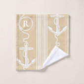 Nautisch monogram voor beukenzand bad handdoek (Wasdoekje)