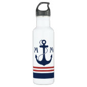 Nautisch monogram waterfles  (Voorkant)