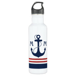 Nautisch monogram waterfles 
