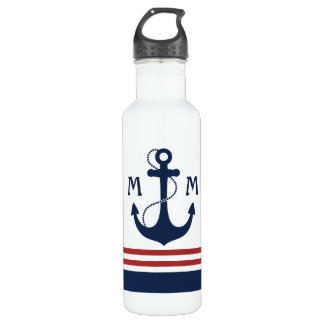 Nautisch monogram waterfles 