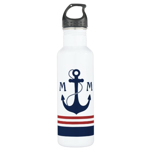 Nautisch monogram waterfles (Voorkant)