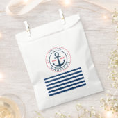 Nautisch, naam van de boot, blauwe strepen van de  bedankzakje (Geknipt)