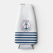 Nautisch, naam van de boot, blauwe strepen van de  flesjeskoeler (Voorkant)