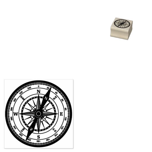 Nautisch navigatiekompas 1x1 rubberstempel (Gestempeld)