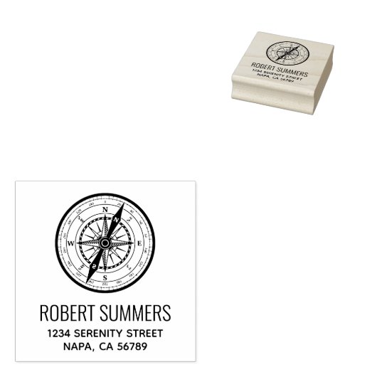 Nautisch Navigatiekompasadres Rubberstempel (Gestempeld)