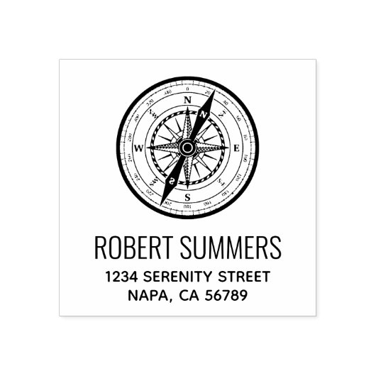 Nautisch Navigatiekompasadres Rubberstempel (Afrduk)