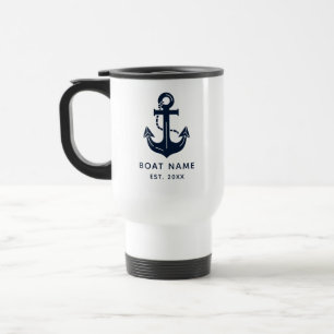 Nautisch Navy Blauwe Bootnaam Anker Reisbeker