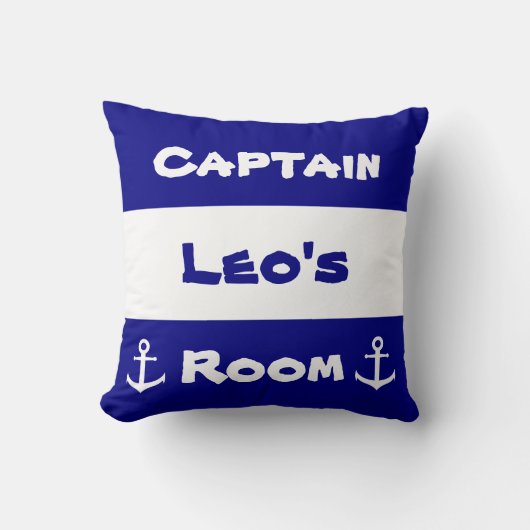 Nautisch | Navy Blue en White Anchor van de Kamer  Kussen (Voorkant)