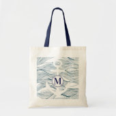 Nautisch Navy en Witte Anker Monogram Tote Bag (Voorkant)