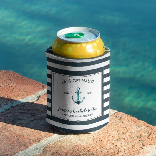Nautisch Navy & Witte Persoonlijke Bachelorette Blikjeskoeler (Insitu Zwembad)