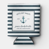 Nautisch Navy & Witte Persoonlijke Bachelorette Blikjeskoeler (Voorkant)