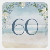 Nautisch Net en Boog voor 60ste Verjaardag Vierkante Sticker (Voorkant)