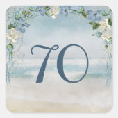 Nautisch Net en Boog voor 70ste Verjaardag Vierkante Sticker (Voorkant)