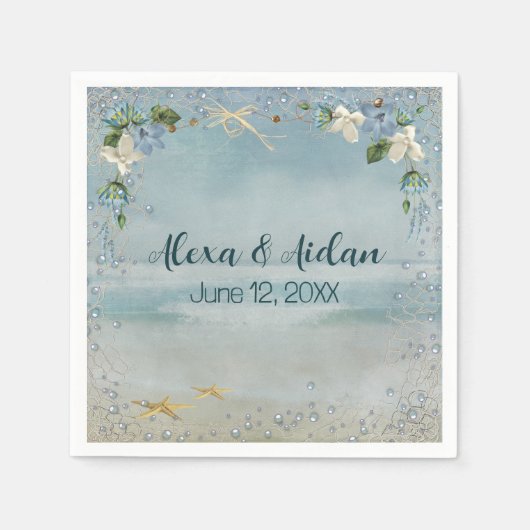 Nautisch net van het huwelijk met bellen servet (Voorkant)