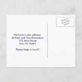 Nautisch Nieuw Adres Marine en Wit met Anker Aankondigingskaart (Achterkant)