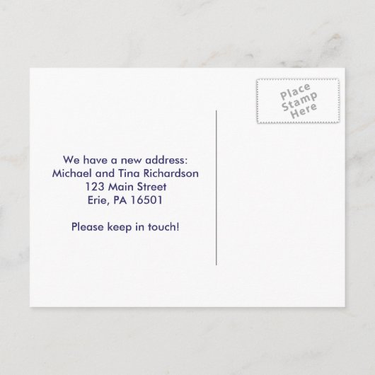 Nautisch Nieuw Adres Marine en Wit met Anker Aankondigingskaart (Achterkant)