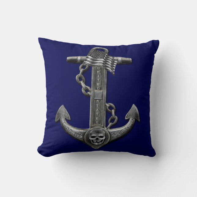 Nautisch noodlijdende ankerschedelvlag kussen (Voorkant)